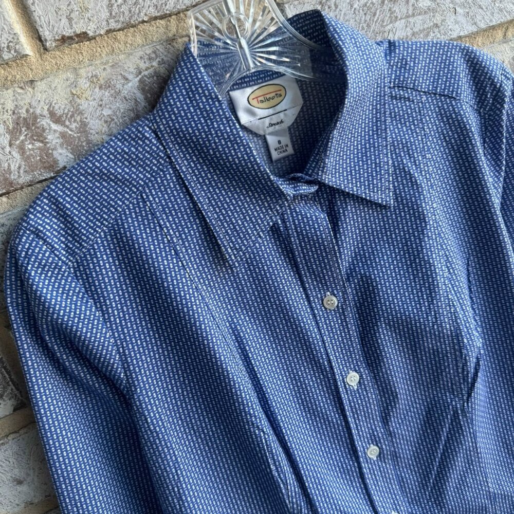 Talbots Vintage Long Sleeve Button Front Collared Stretch Shirt Women's Size 8 - Picture 5 of 9
